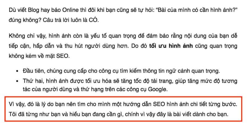 Nội dung, thông tin trong bài viết chuẩn SEO